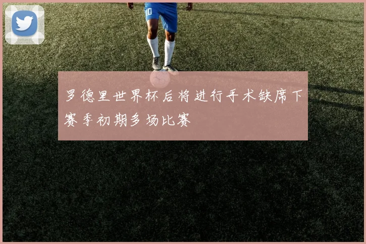 罗德里世界杯后将进行手术缺席下赛季初期多场比赛
